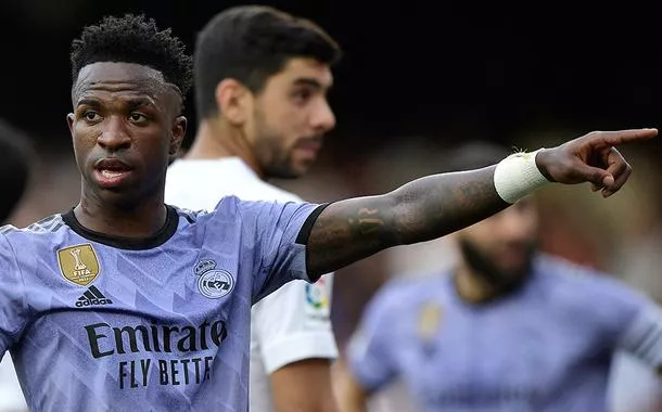 Vinícius Jr. durante partida do Real Madrid contra o Valencia pelo Campeonato Espanhol