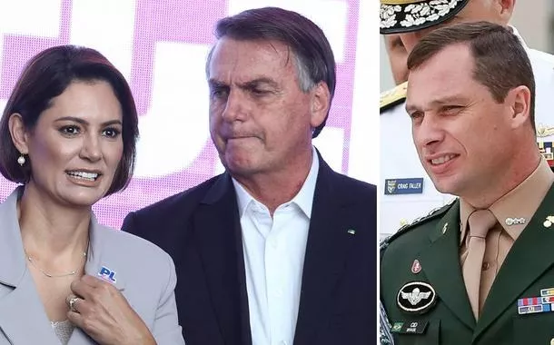 Michelle, Jair Bolsonaro e Mauro Cid