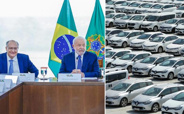 Alckmin com Lula e pátio de carros