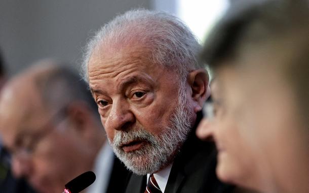 Presidente Lula durante encontro com o presidente da Venezuela, Nicolás Maduro, em Brasília