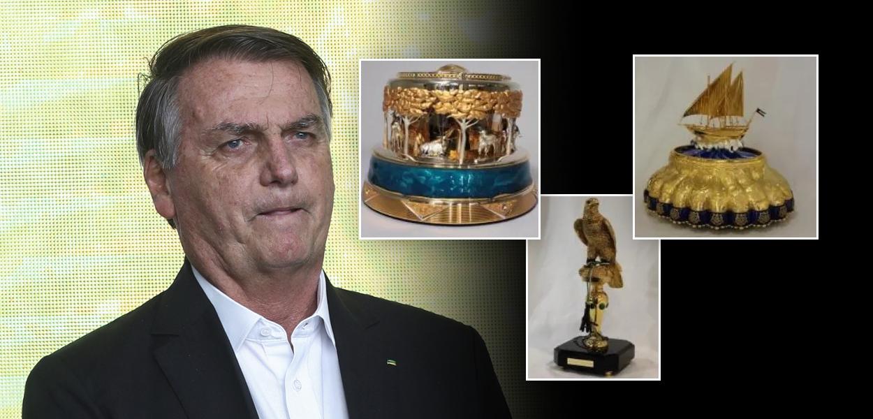 Jair Bolsonaro e esculturas de ouro