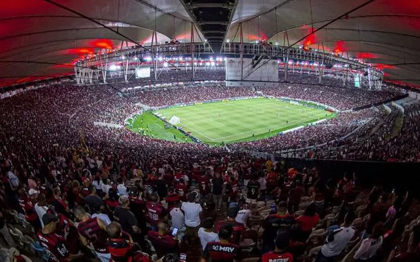 Estádio do Maracanã durante jogo do Flamengo