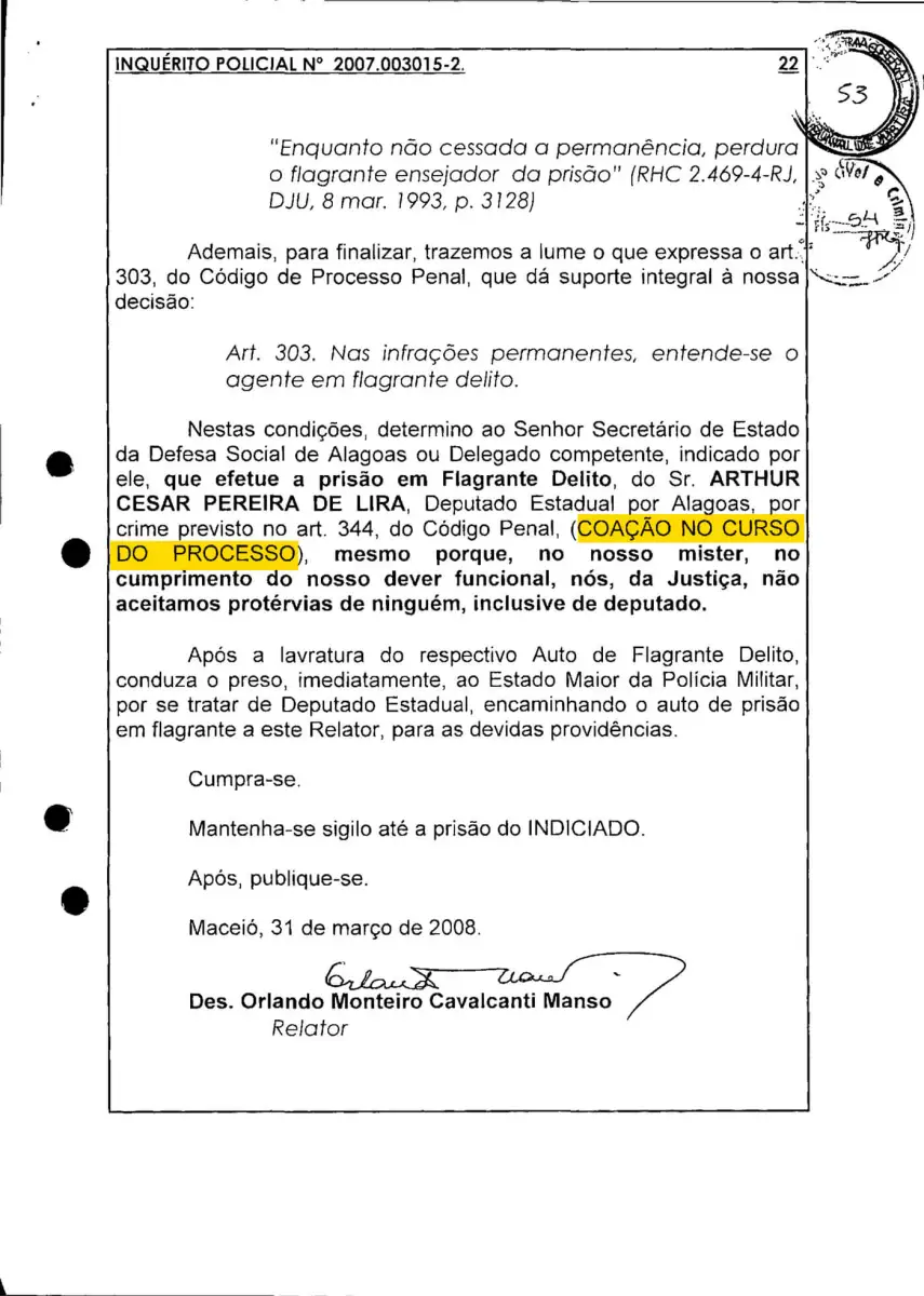 Relator acusou Lira de “coação no curso do processo”