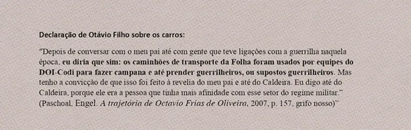 Declaração de Otávio Filho reconhecendo a colaboração com a ditadura em 2007