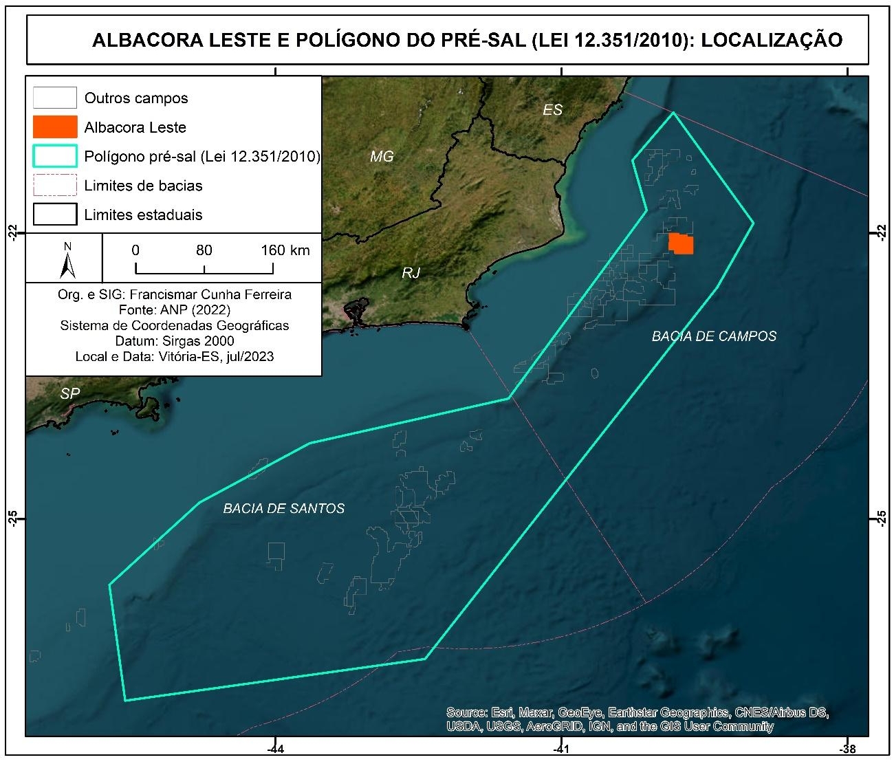  Localização do campo Albacora Leste e do polígono do pré-sal (Lei 12.531/2010).