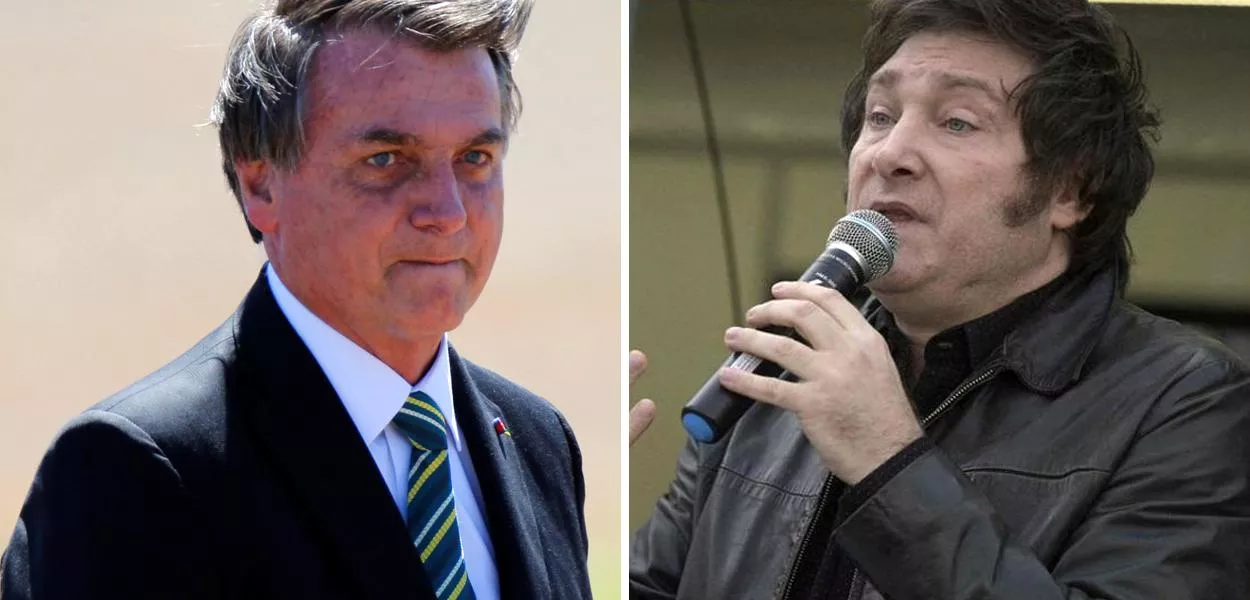 Jair Bolsonaro (à esq.) e Javier Milei