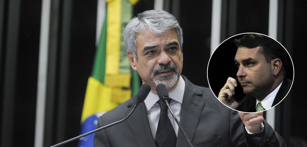 Humberto Costa (mais destacado) e Flávio Bolsonaro 