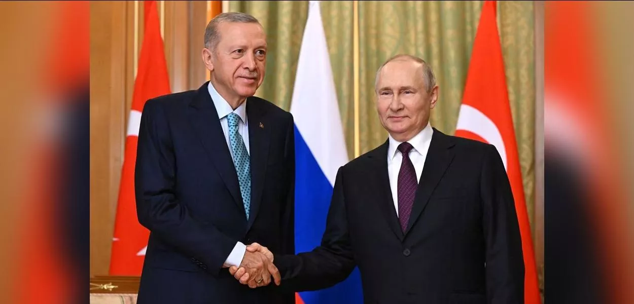 Presidentes da Turquia, Recep Tayyip Erdogan, e da Rússia, Vladimir Putin