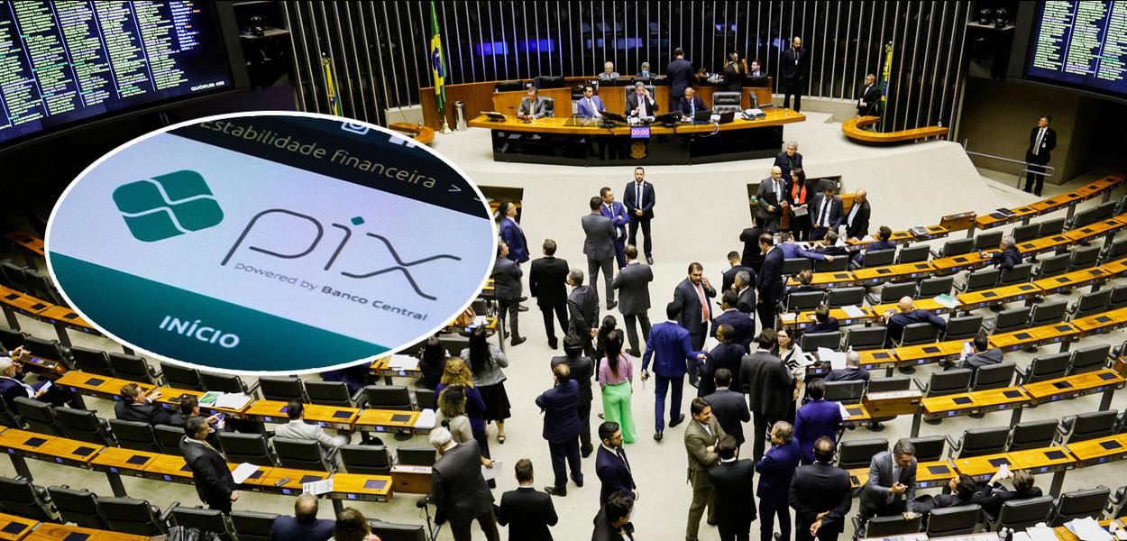 Plenário da Câmara e pix (Foto: Agência Câmara | ABR) Plenário da Câmara e pix