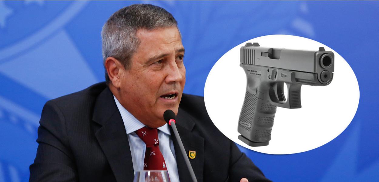 Walter Braga Netto e pistola Glock 