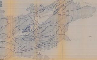 Parte de feixe de falhas geológicas, alinhado na direção nordeste, em recorte do mapa hidrogeoquímico da região do Vale do Paraíba e Litoral Norte do Estado de São Paulo (Campos, 1993) [1]