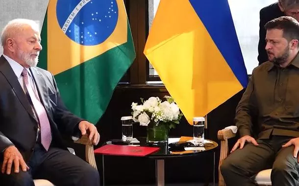 Presidente Luiz Inácio Lula da Silva e o presidente da Ucrânia, Volodymyr Zelensky