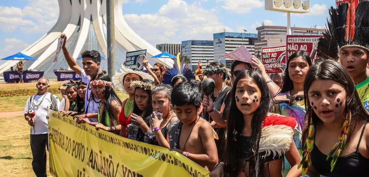 Protesto indígena contra o Marco Temporalem quem apostar hoje no bet365Brasília