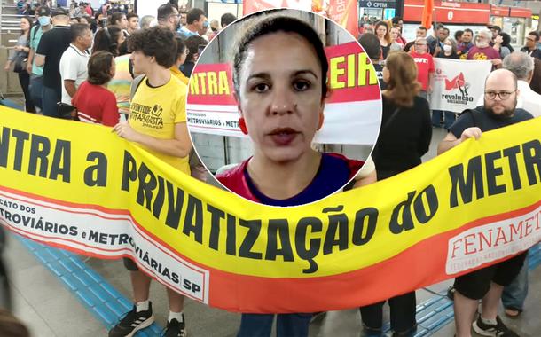 Camila Lisboa e uma mobilização feita por metroviários na capital paulista