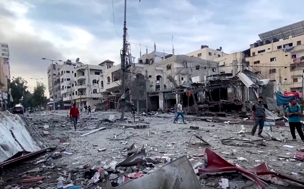 Faixa de Gaza após bombardeios de Israel 