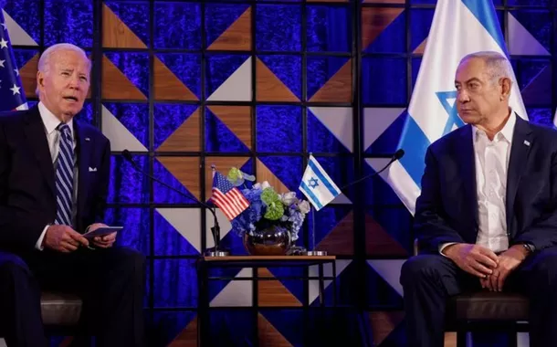 Joe Biden, presidente dos EUA (à esq.), e Benjamin Netanyahu (primeiro-ministro de Israel)