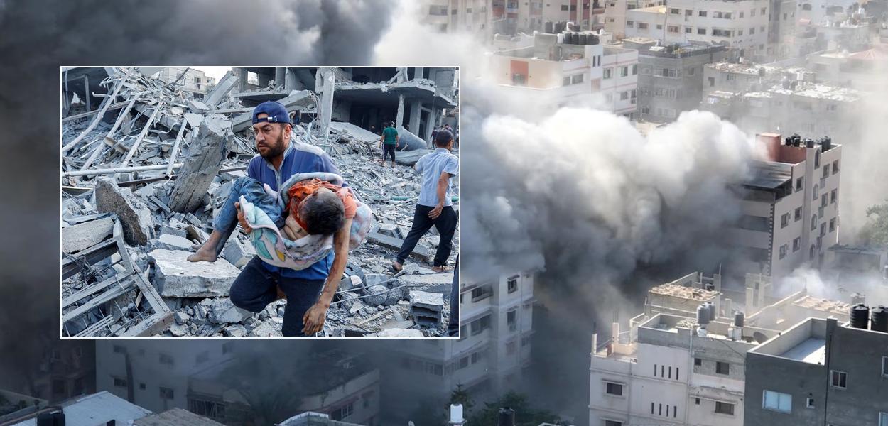 Israel bombardeou a Faixa de Gaza com ataques aéreos que mataram mais de 2.800 palestinianos, um quarto dos quais crianças