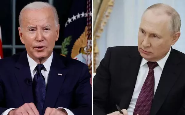 Joe Biden (à esq.) e Vladimir Putin 