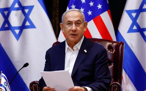 Benjamin Netanyahu durante reunião com Joe Biden 
 18/10/2023    REUTERS/Evelyn Hockstein