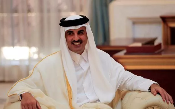 FILE PHOTO: Qatar's Emir Sheikh Tamim bin Hamad al-Thani Iraq August 28, 2021. REUTERS/Thaier Al-Sudani