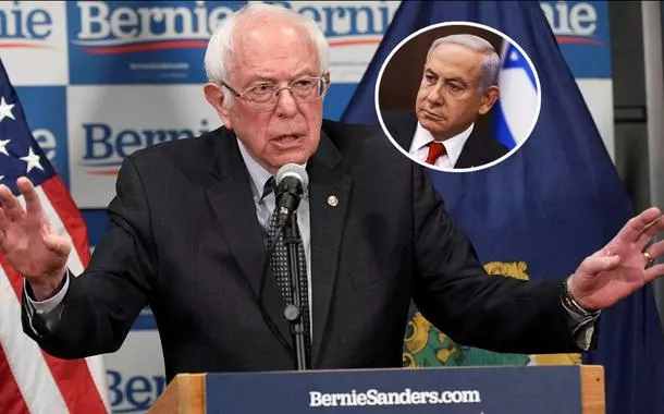 Senador Bernie Sanders (à esq.) e o primeiro-ministro de Israel, Benjamin Netanyahu