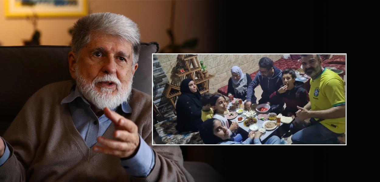 Celso Amorim e brasileiros em Gaza