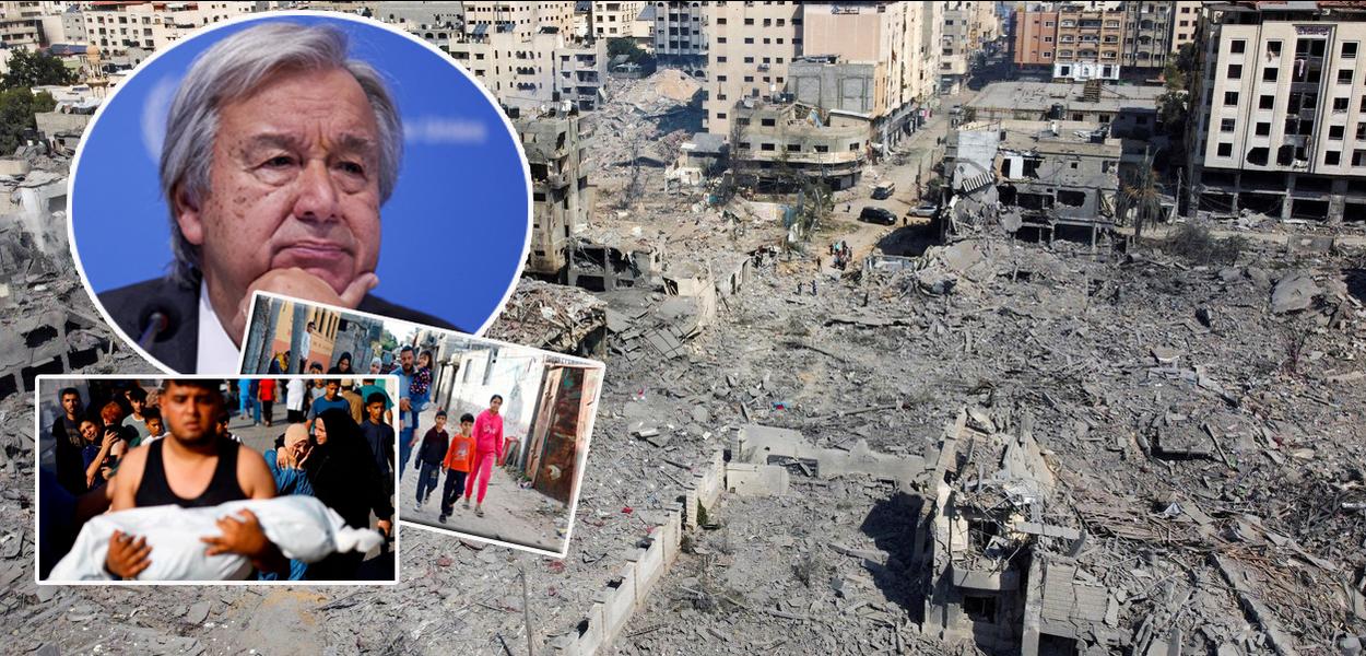 Guterres visits Gaza and describes the queue of 7,000 parked trucks loaded with aid as “moral outrage.”