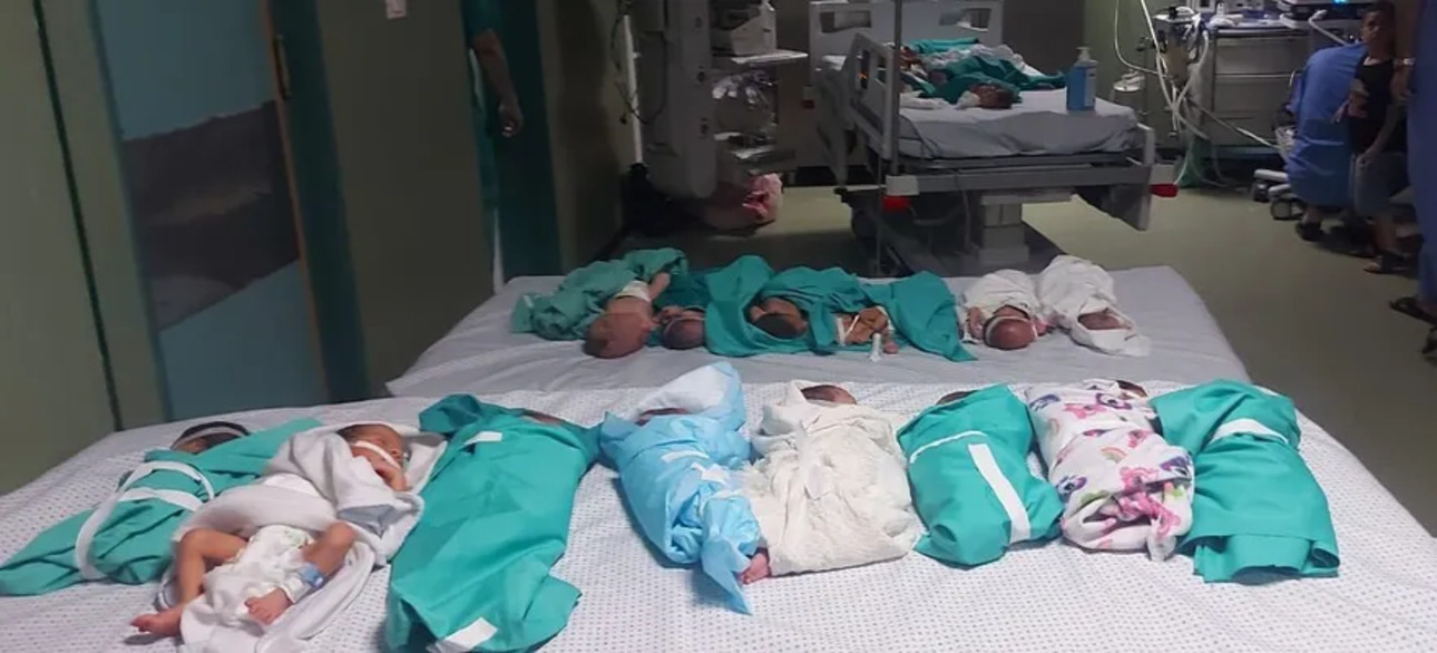 Bebês prematuros no hospital Al-Shifa, na Faixa de Gaza