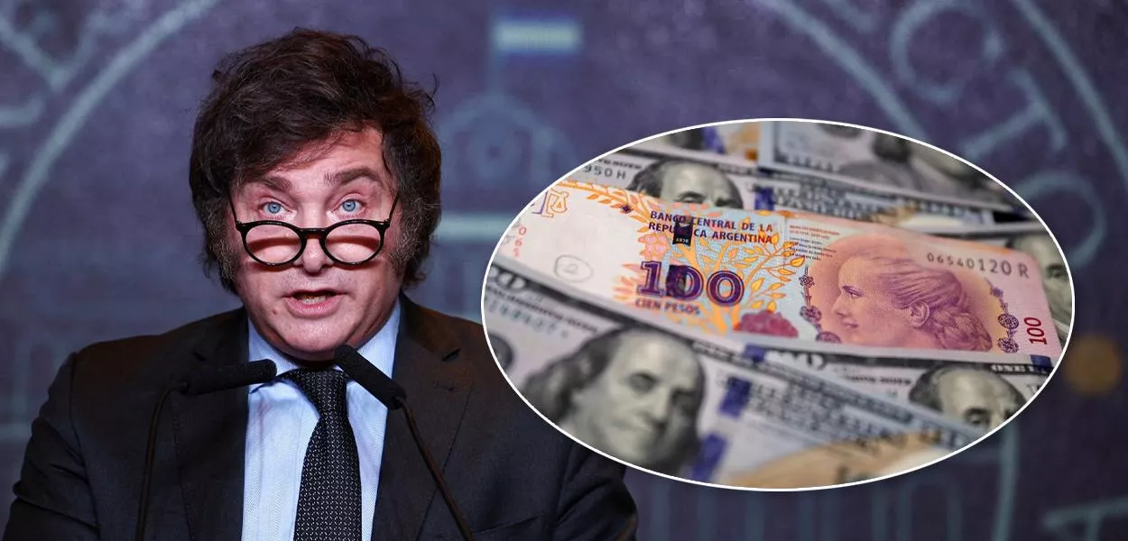 Javier Milei e peso argentino