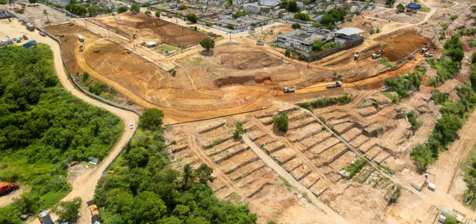 Vista aérea do bairro Mutange, em Maceió
