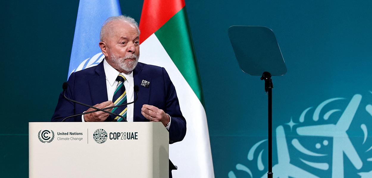 Presidente Luiz Inácio Lula da Silva discursa durante conferência climática da ONU COP28, em Dubai
01/12/2023