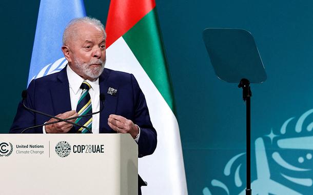Presidente Luiz Inácio Lula da Silva discursa durante conferência climática da ONU COP28, em Dubai
01/12/2023