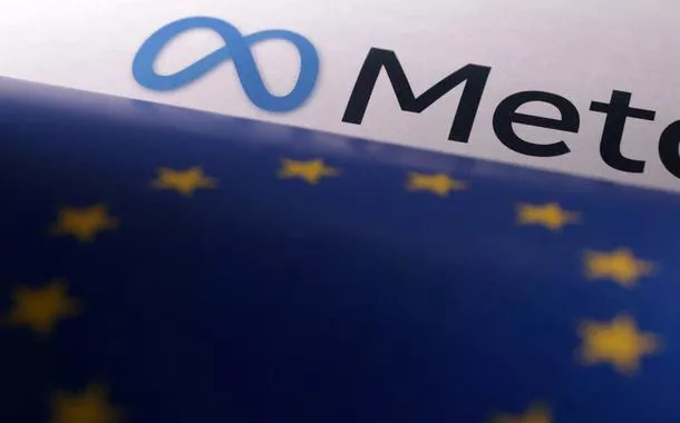 Logo da Meta e bandeira da União Europeia