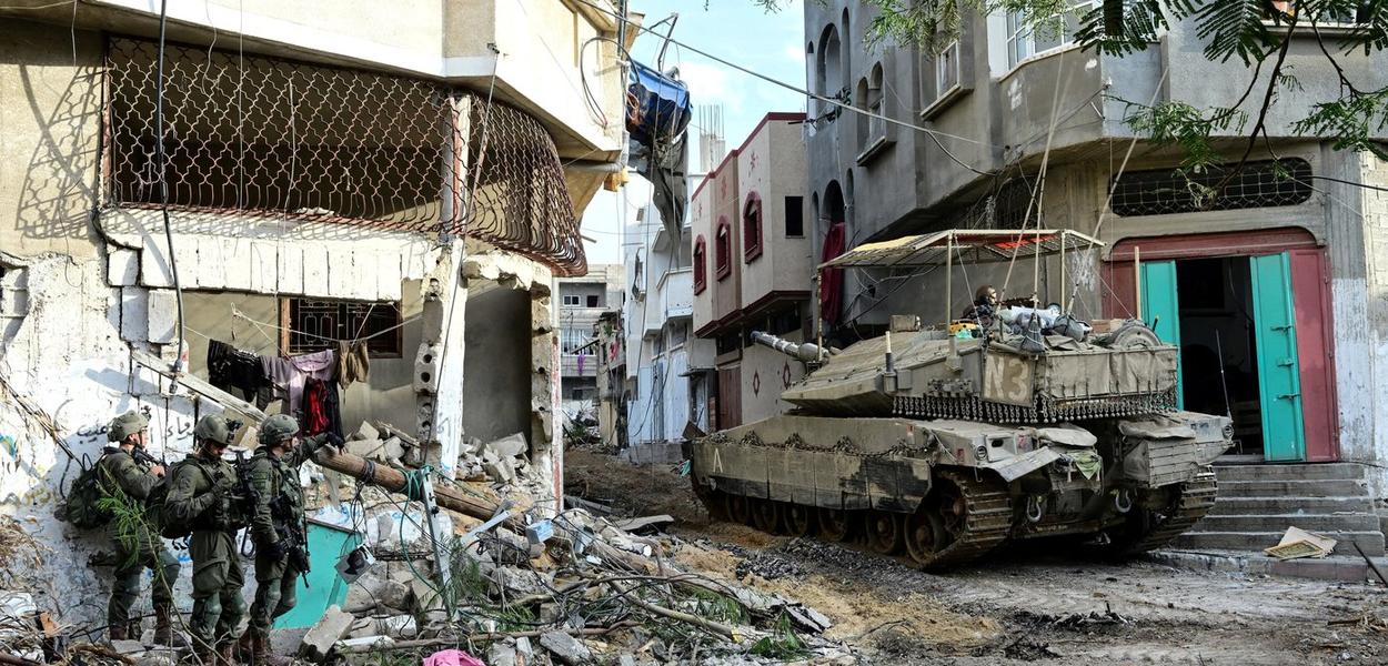 Tanque e tropas de Israel em Gaza 