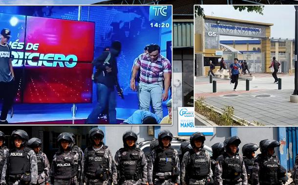 Caos no Equador: bandidos invadem universidade e estúdio de TV no país (vídeos)