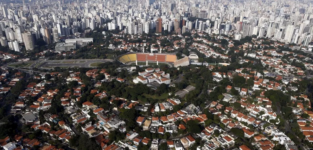 Vista aérea do bairro do Pacaembu em São Paulo