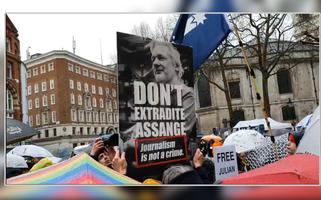 Ato contra em Londres contra a extradição de Julian Assange aos EUA