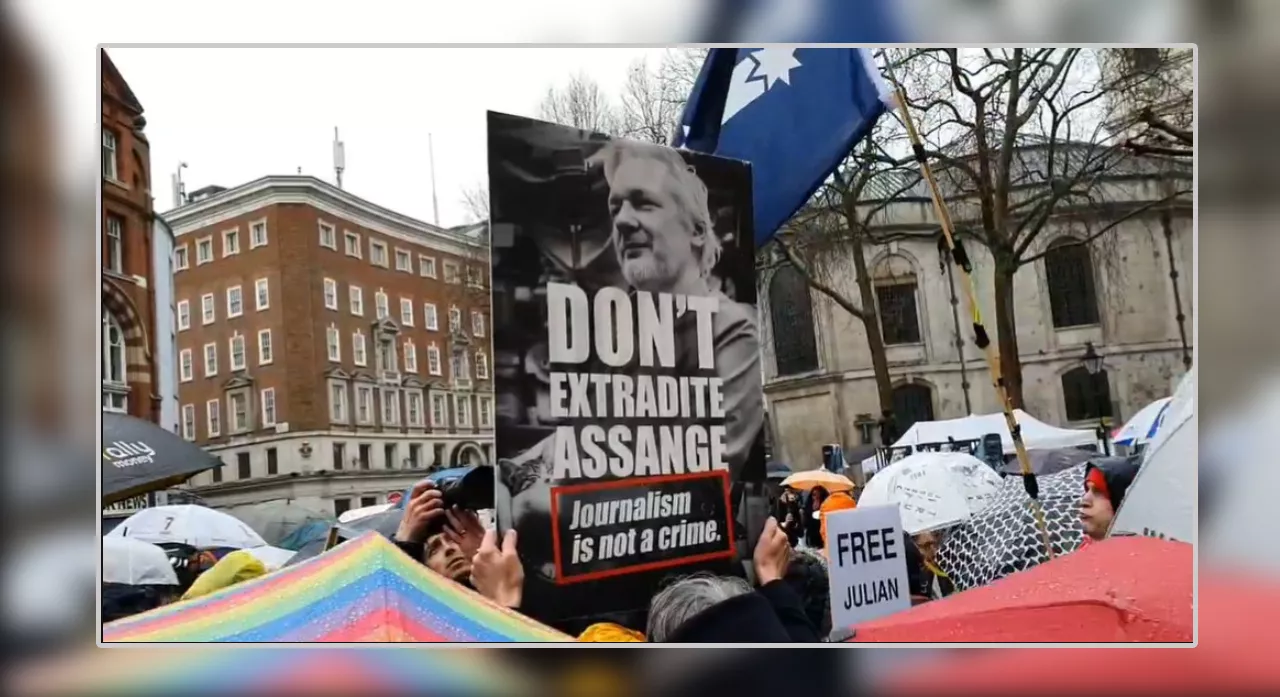 Ato contra em Londres contra a extradição de Julian Assange aos EUA