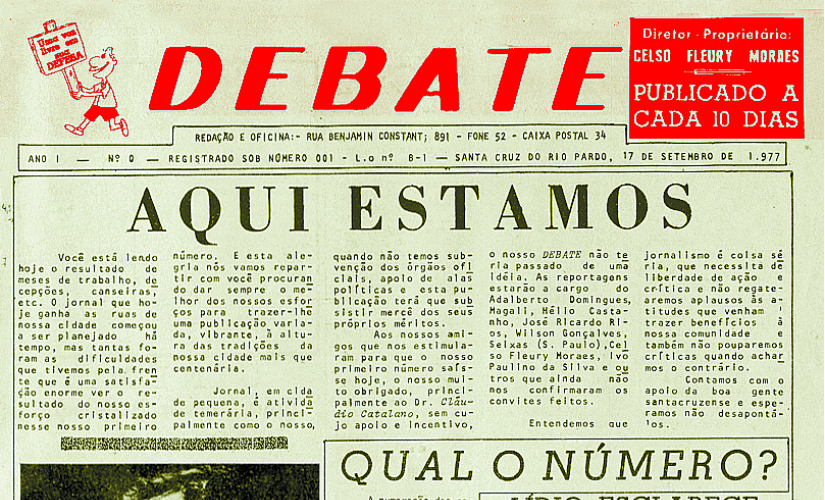 Editorial da primeira edição do DEBATE, em 17 de setembro de 1977