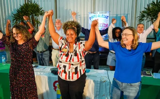 Luciana Genro, Tamyres Filgueira e Maria do Rosário durante evento na Lomba do Pinheiroaplicativo sportingbet baixarjaneiro