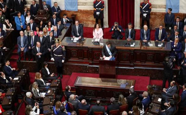 Javier Milei em discurso no Congresso argentino 