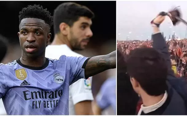 Vini Jr cobra punição após torcida do Atlético de Madrid chamá-lo de chimpanzé antes de jogo (vídeo)