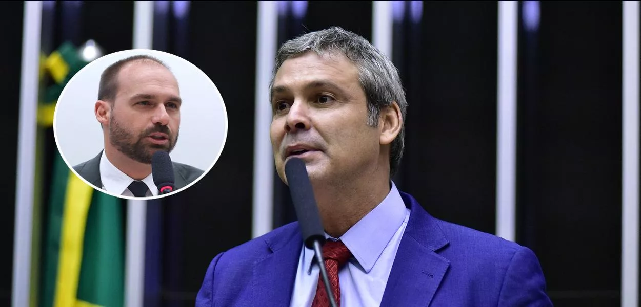 Eduardo Bolsonaro (no círculo) e Lindbergh Farias