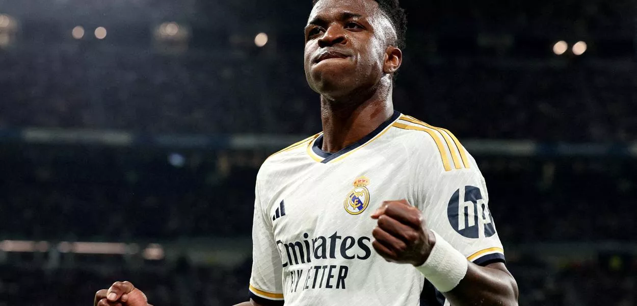 Vinícius Jr. em jogo Real Madrid x RB Leipzig