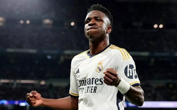 Vinícius Jr. em jogo Real Madrid x RB Leipzig
