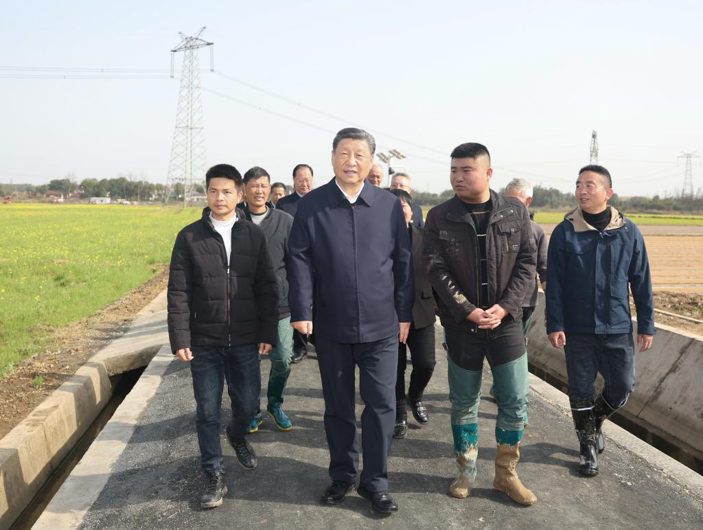 Xi inspeciona trabalho de agricultura da primavera na cidade de Changde, Província de Hunan, centro da China