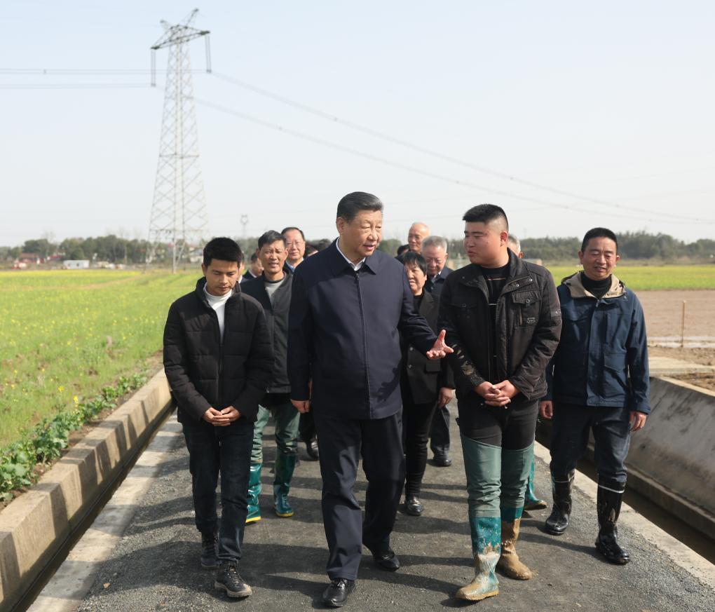Xi inspeciona trabalho de agricultura da primavera na cidade de Changde, Província de Hunan, centro da China