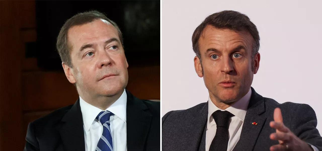 Dmitry Medvedev e Emmanuel Macron