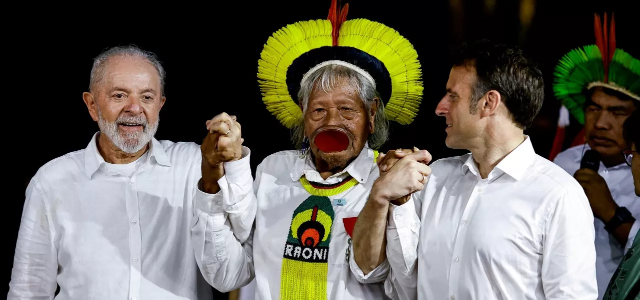 Lula, Raoni e Macron participam de evento em Belém