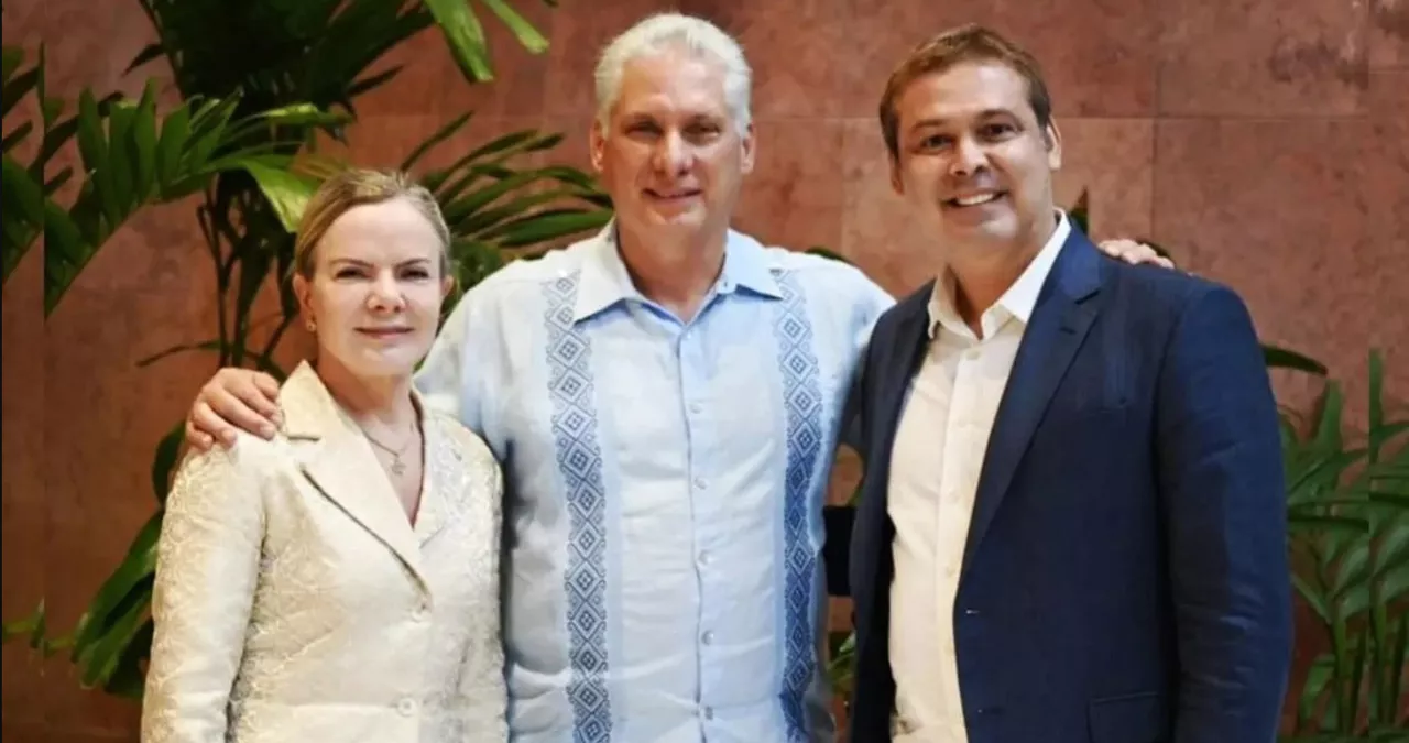 Gleisi Hoffmann, Miguel Díaz-Canel e Lindbergh Farias